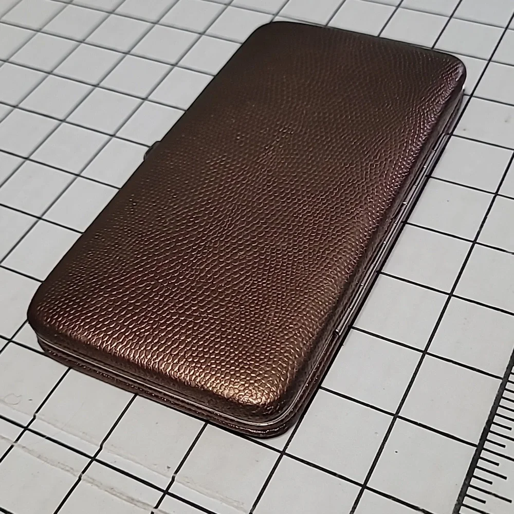 Bronze Slimline Wallet Clutch Faux Reptile‎ Print - Gently Preloved
